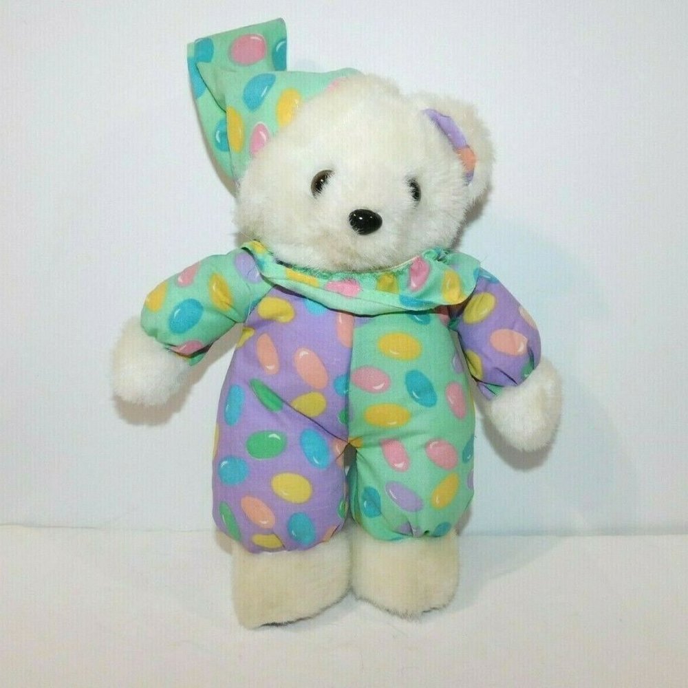 Vintage 1993  Jelly Bean PJ outfit  Teddy Bear Ganz Tera Nova 10" White Plush